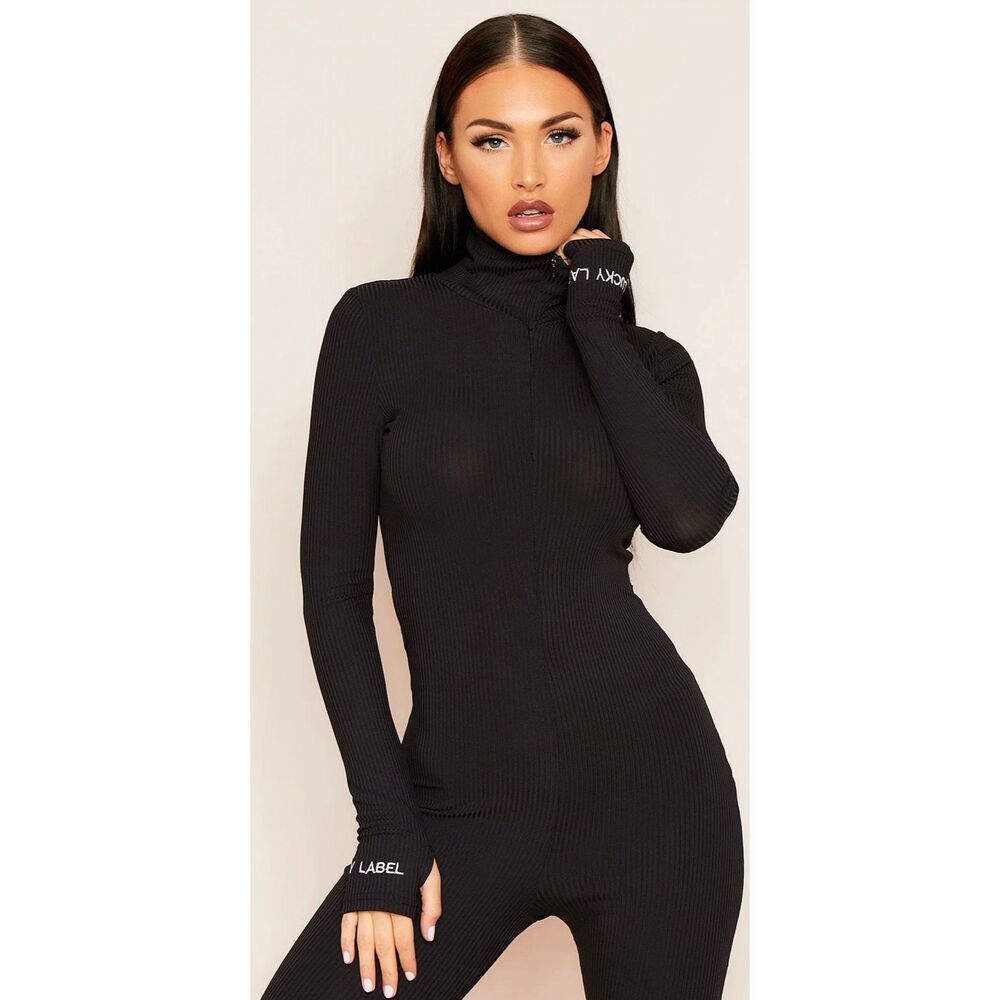 NEW Lucky Label Black Lucky Jumpsuit Ribbed XL